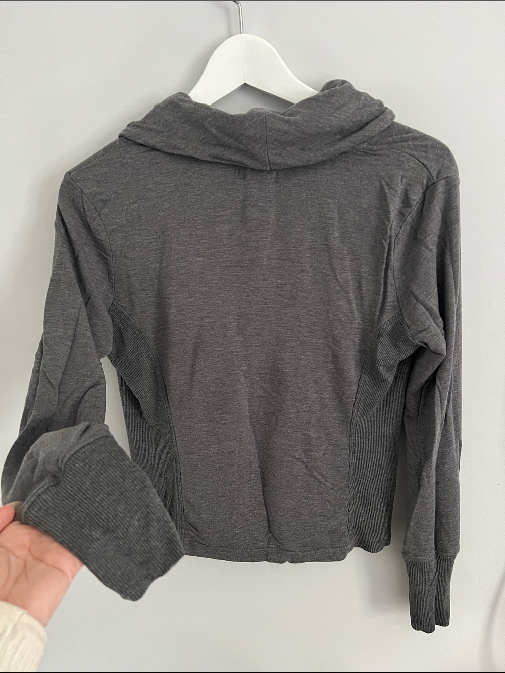 Caslon Gray Asymmetric Zip Cowl Sweater Hoodie - Picture 5 of 6